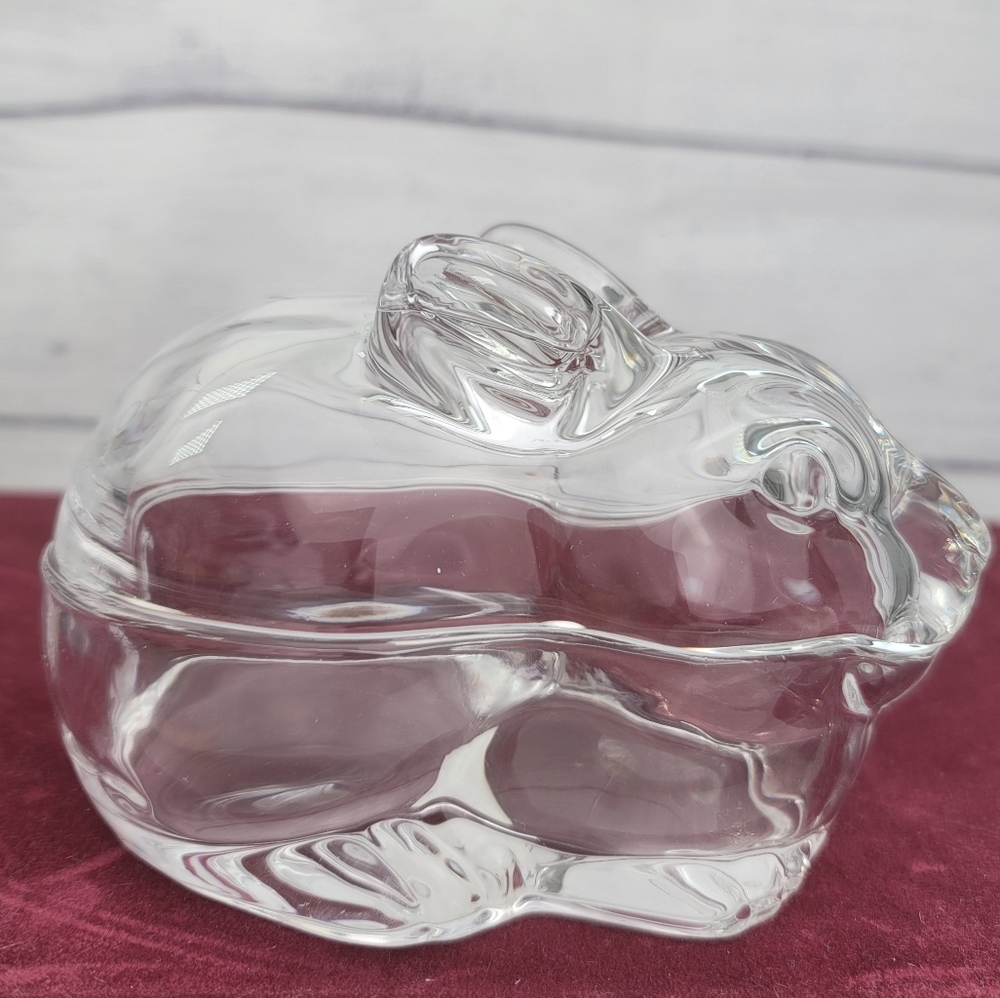 Crate&Barrel Glass Covered Bunny Dish With Lid